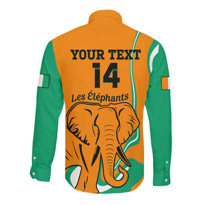 Custom Ivory Coast Football Long Sleeve Button Shirt 2024 Go Champions Les Elephants