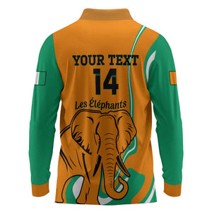 Custom Ivory Coast Football Long Sleeve Polo Shirt 2024 Go Champions Les Elephants