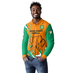 Custom Ivory Coast Football Long Sleeve Polo Shirt 2024 Go Champions Les Elephants