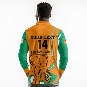 Custom Ivory Coast Football Long Sleeve Polo Shirt 2024 Go Champions Les Elephants