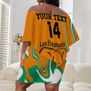 Custom Ivory Coast Football Off Shoulder Short Dress 2024 Go Champions Les Elephants LT14