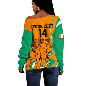 Custom Ivory Coast Football Off Shoulder Sweater 2024 Go Champions Les Elephants