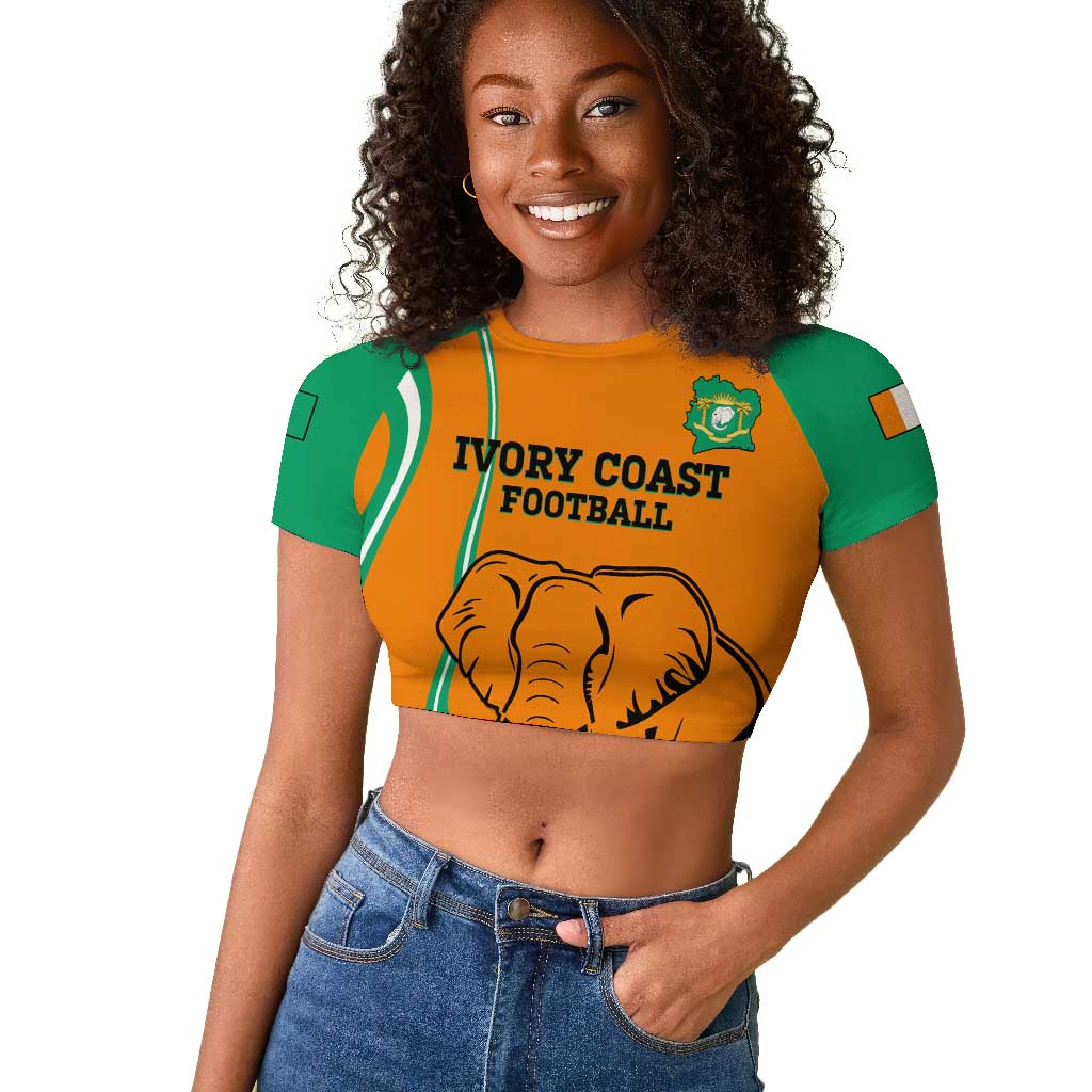 Custom Ivory Coast Football Raglan Cropped T shirt 2024 Go Champions Les Elephants