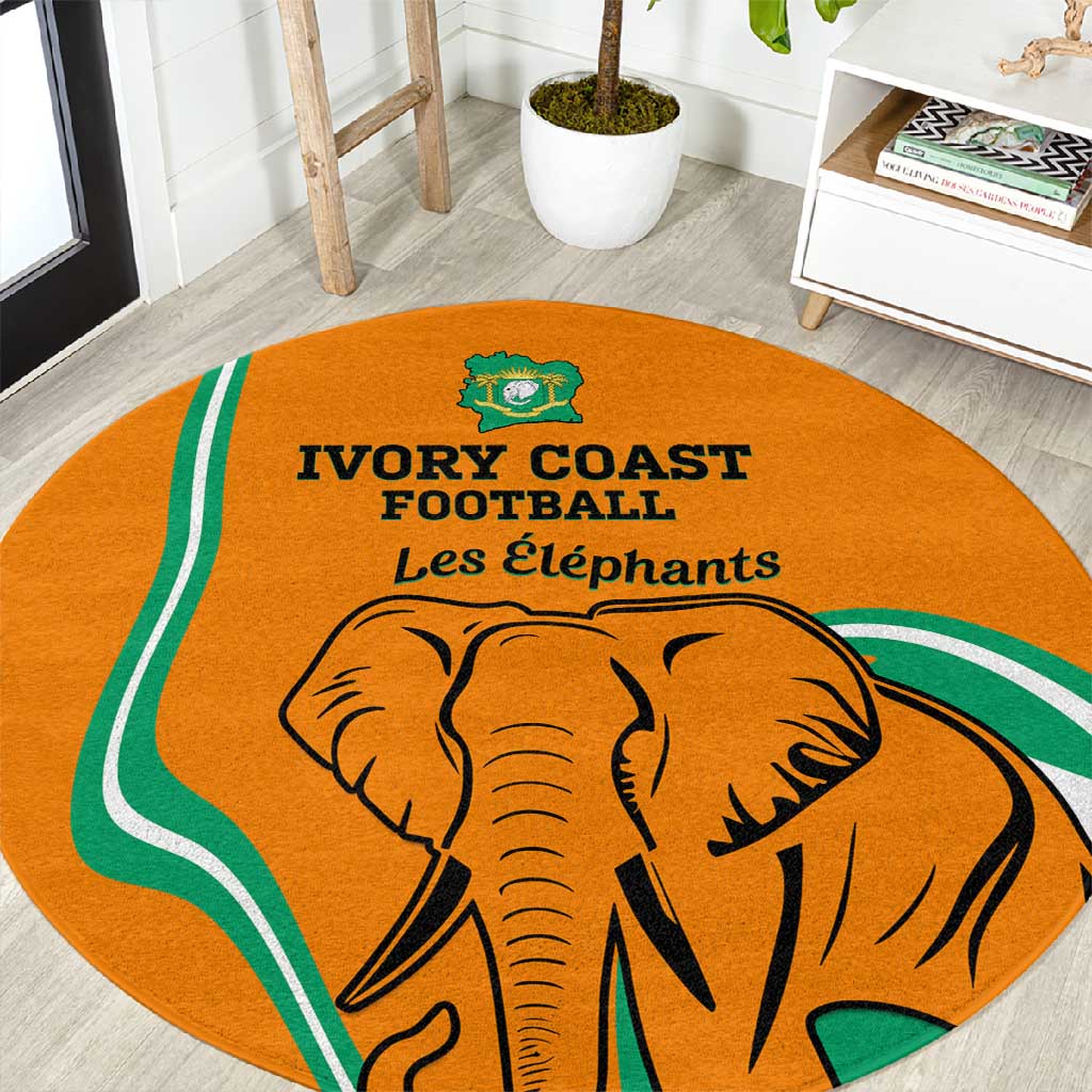 Ivory Coast Football Round Carpet 2024 Go Champions Les Elephants