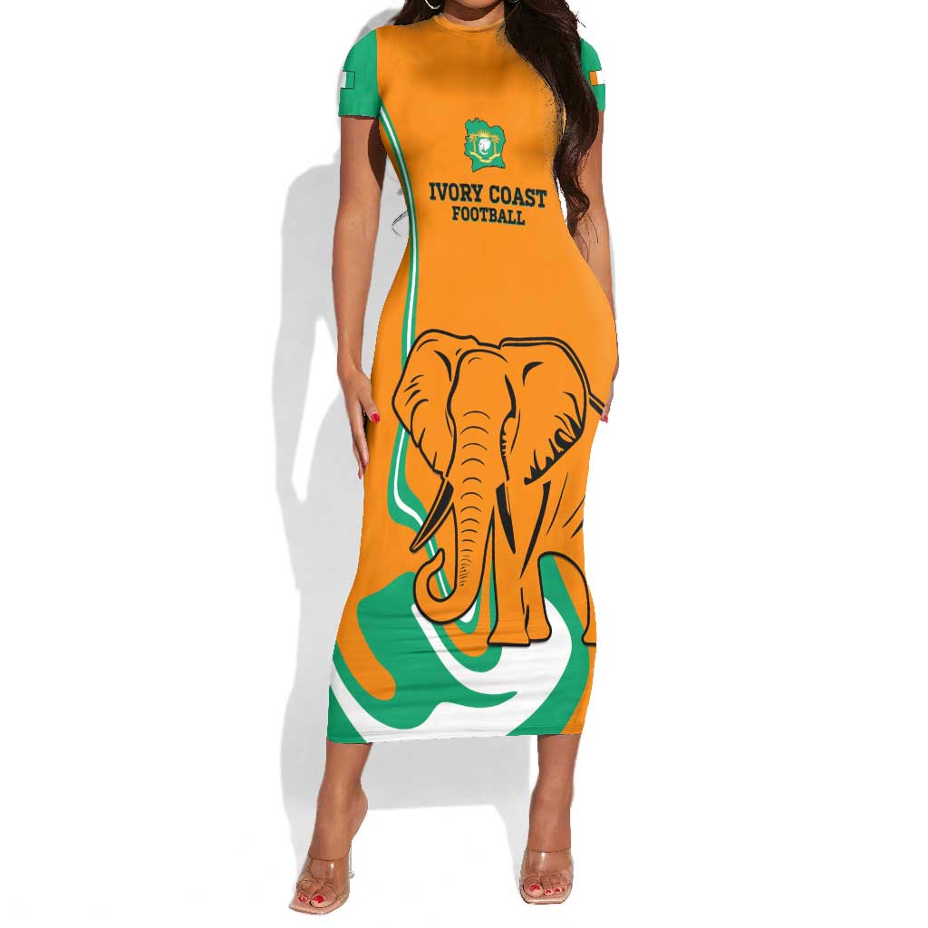 Custom Ivory Coast Football Short Sleeve Bodycon Dress 2024 Go Champions Les Elephants