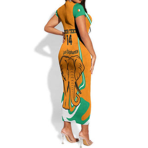 Custom Ivory Coast Football Short Sleeve Bodycon Dress 2024 Go Champions Les Elephants