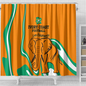 Ivory Coast Football Shower Curtain 2024 Go Champions Les Elephants