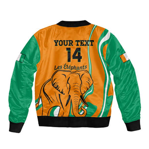 Custom Ivory Coast Football Sleeve Zip Bomber Jacket 2024 Go Champions Les Elephants