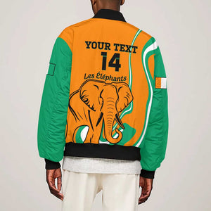 Custom Ivory Coast Football Sleeve Zip Bomber Jacket 2024 Go Champions Les Elephants