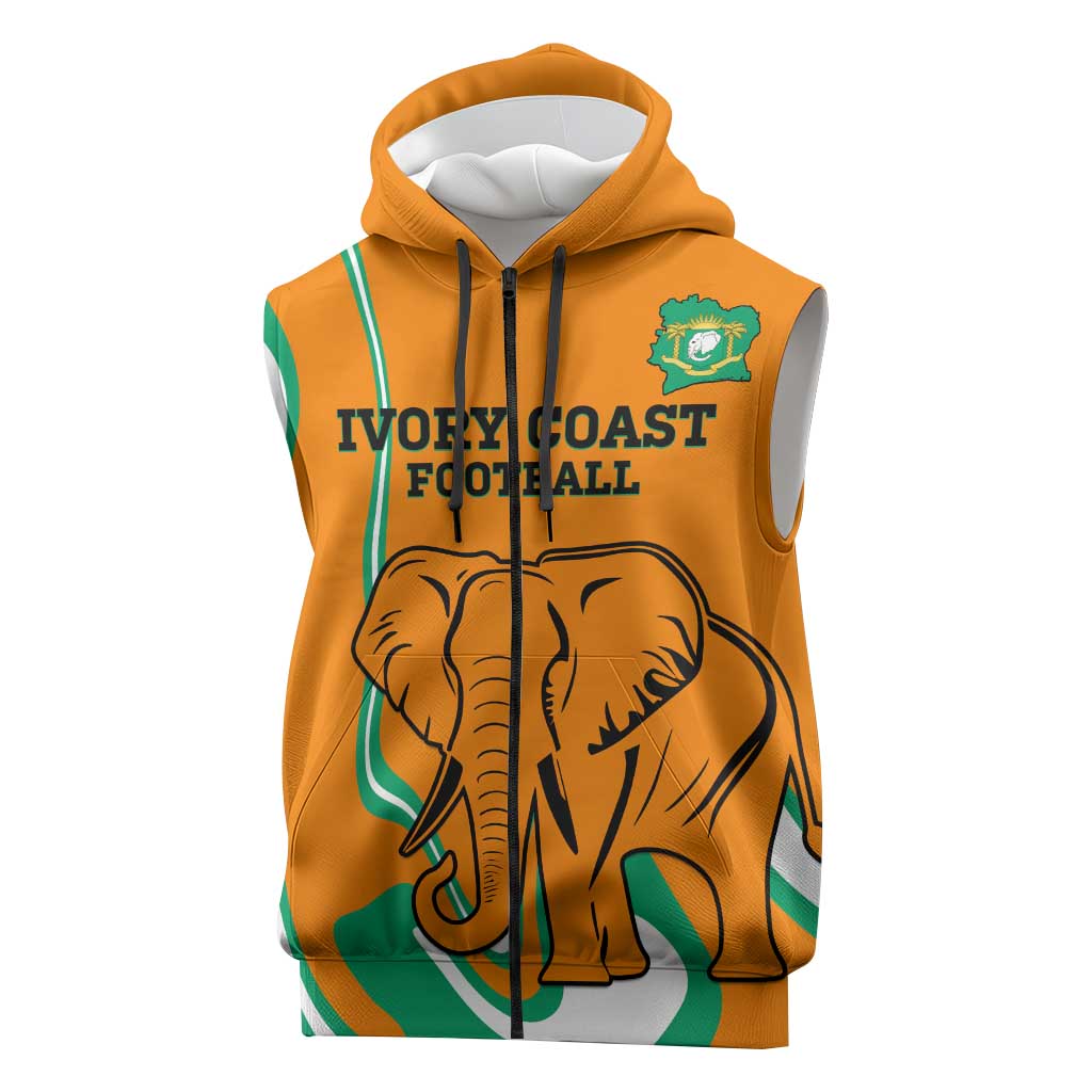 Custom Ivory Coast Football Sleeveless Zip Hoodie 2024 Go Champions Les Elephants - African Pride