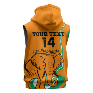 Custom Ivory Coast Football Sleeveless Zip Hoodie 2024 Go Champions Les Elephants - African Pride