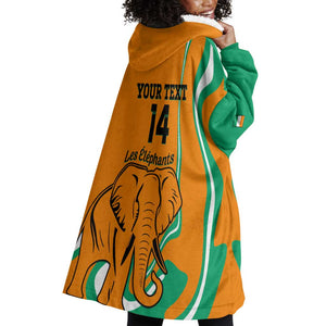 Custom Ivory Coast Football Wearable Blanket Hoodie 2024 Go Champions Les Elephants