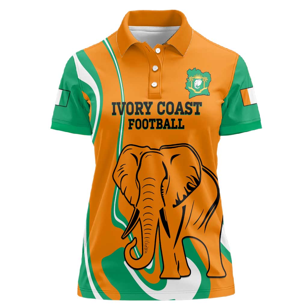 Custom Ivory Coast Football Women Polo Shirt 2024 Go Champions Les Elephants