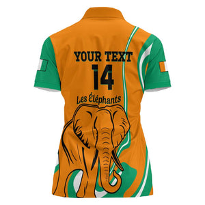 Custom Ivory Coast Football Women Polo Shirt 2024 Go Champions Les Elephants