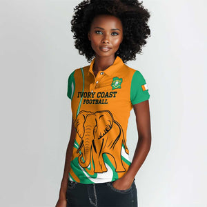 Custom Ivory Coast Football Women Polo Shirt 2024 Go Champions Les Elephants