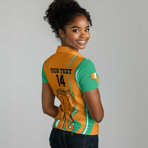 Custom Ivory Coast Football Women Polo Shirt 2024 Go Champions Les Elephants