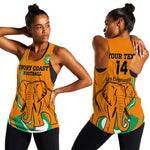 Custom Ivory Coast Football Women Racerback Tank 2024 Go Champions Les Elephants