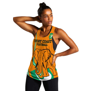 Custom Ivory Coast Football Women Racerback Tank 2024 Go Champions Les Elephants