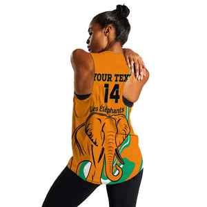 Custom Ivory Coast Football Women Racerback Tank 2024 Go Champions Les Elephants