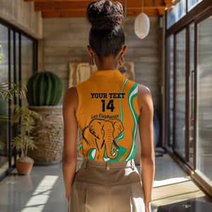 Custom Ivory Coast Football Women Sleeveless Polo Shirt 2024 Go Champions Les Elephants