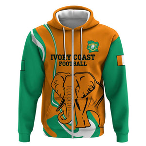 Custom Ivory Coast Football Zip Hoodie 2024 Go Champions Les Elephants