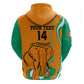 Custom Ivory Coast Football Zip Hoodie 2024 Go Champions Les Elephants