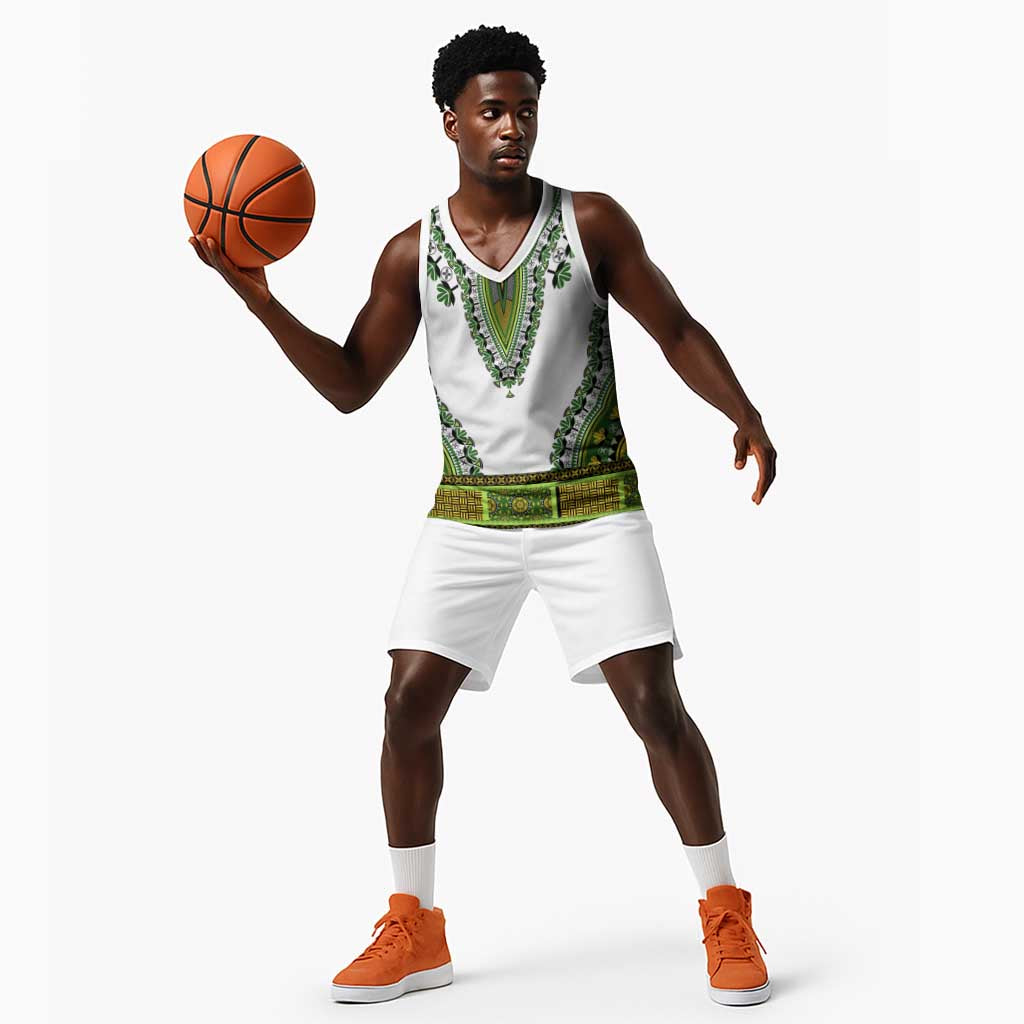 Africa Basketball Jersey African Dashiki Royal Green Version LT14