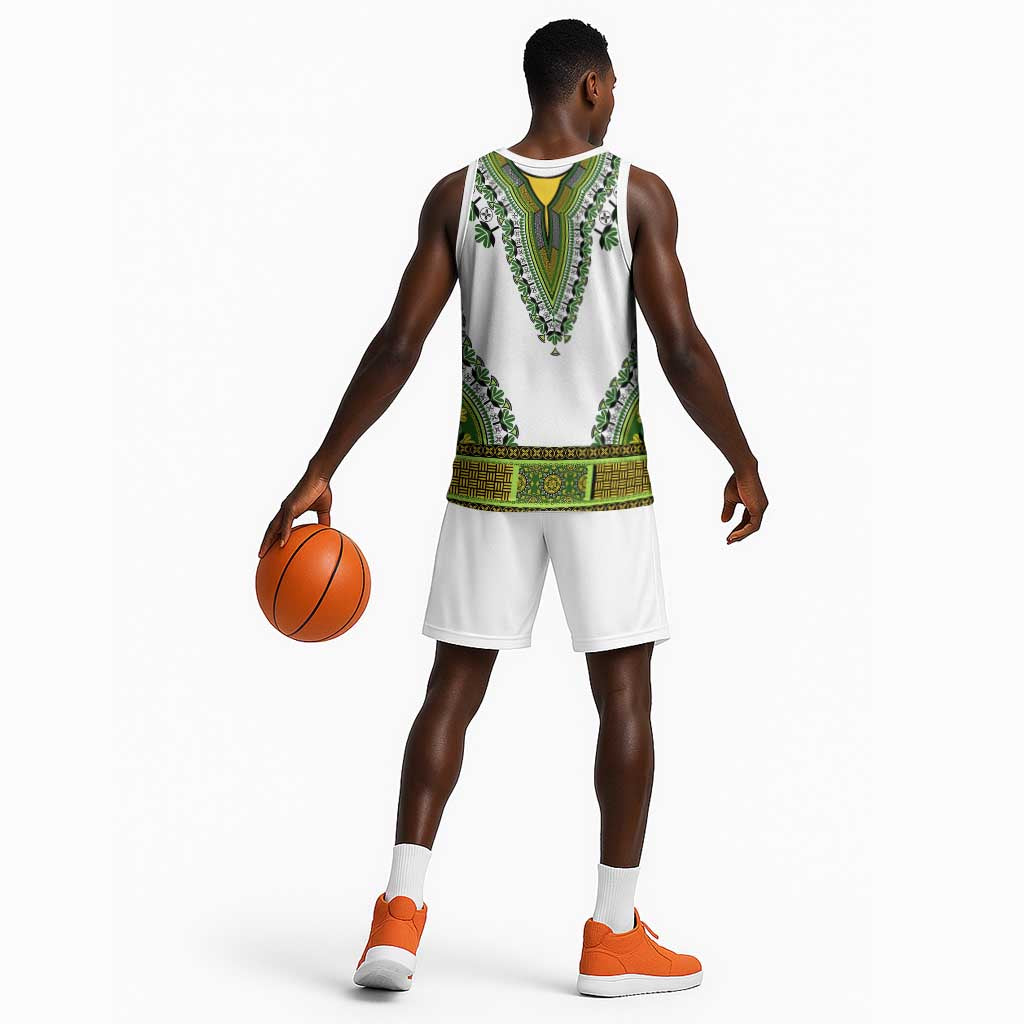 Africa Basketball Jersey African Dashiki Royal Green Version LT14