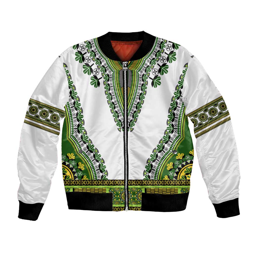 Africa Bomber Jacket African Dashiki Royal Green Version