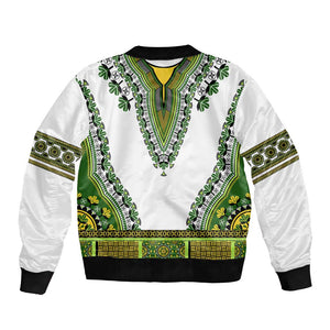 Africa Bomber Jacket African Dashiki Royal Green Version