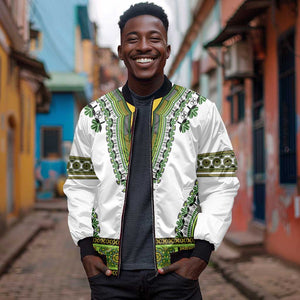 Africa Bomber Jacket African Dashiki Royal Green Version