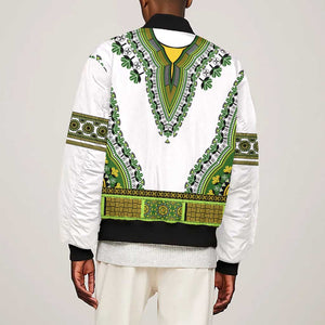 Africa Bomber Jacket African Dashiki Royal Green Version