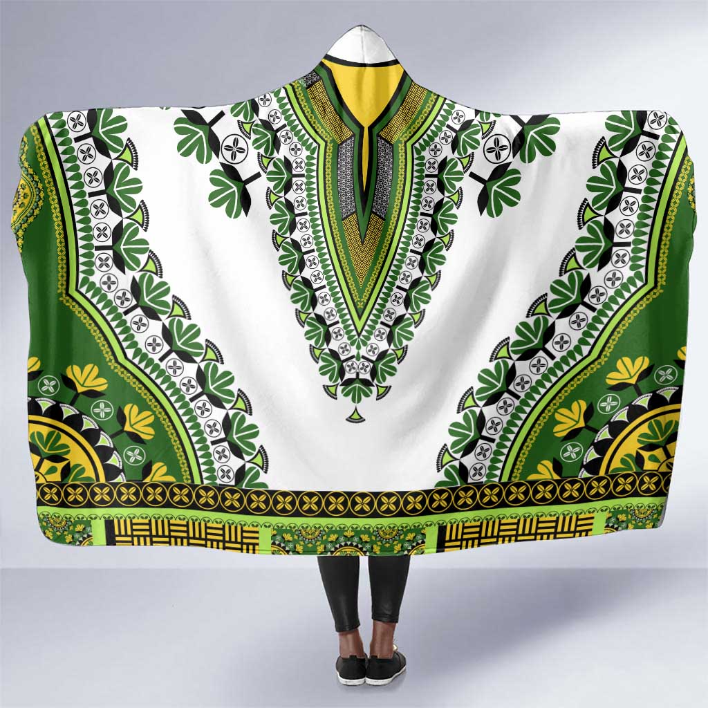 Africa Hooded Blanket African Dashiki Royal Green Version