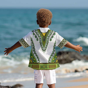 Africa Kid Hawaiian Shirt African Dashiki Royal Green Version