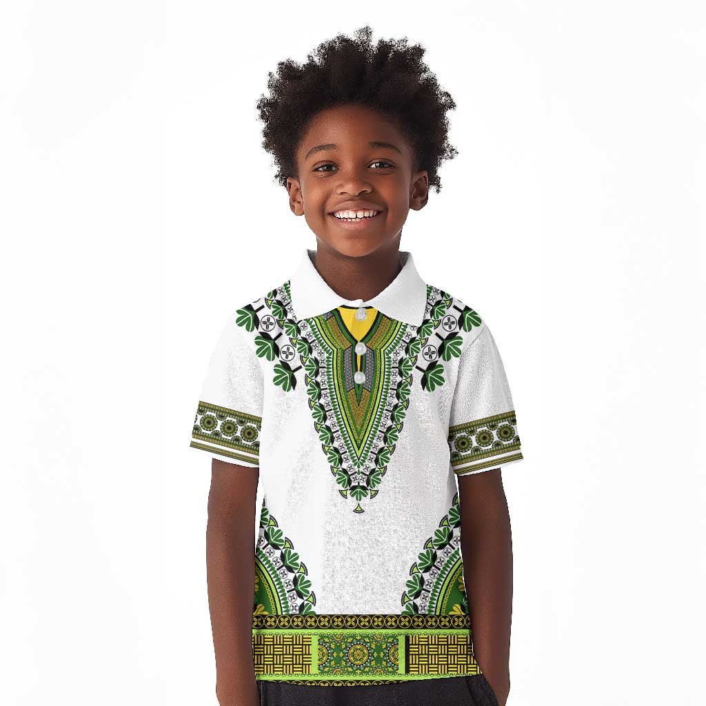 Africa Kid Polo Shirt African Dashiki Royal Green Version