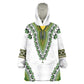 Africa KId Wearable Blanket Hoodie African Dashiki Royal Green Version