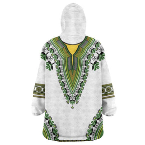 Africa KId Wearable Blanket Hoodie African Dashiki Royal Green Version