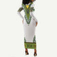 Africa Long Sleeve Bodycon Dress African Dashiki Royal Green Version LT14