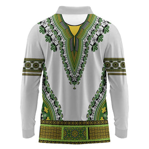 Africa Long Sleeve Polo Shirt African Dashiki Royal Green Version