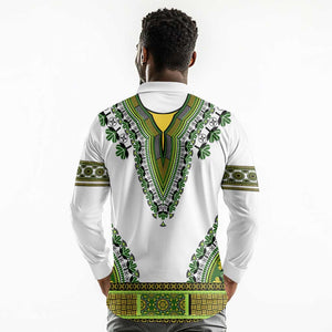 Africa Long Sleeve Polo Shirt African Dashiki Royal Green Version