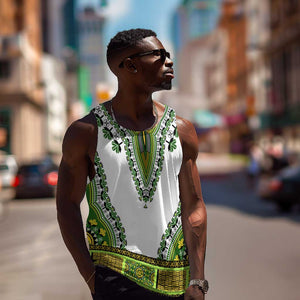 Africa Men Tank Top African Dashiki Royal Green Version