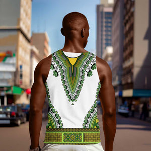 Africa Men Tank Top African Dashiki Royal Green Version