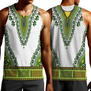 Africa Men Tank Top African Dashiki Royal Green Version