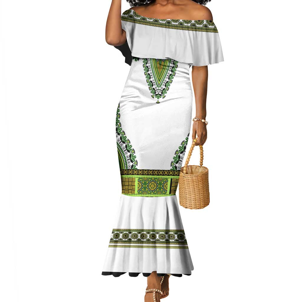 Africa Mermaid Dress African Dashiki Royal Green Version