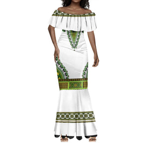 Africa Mermaid Dress African Dashiki Royal Green Version