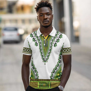 Africa Polo Shirt African Dashiki Royal Green Version