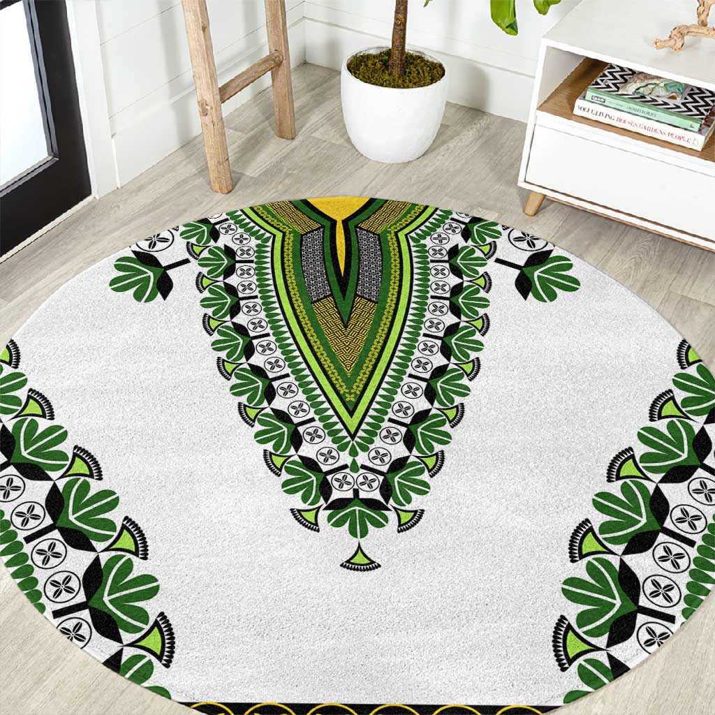 Africa Round Carpet African Dashiki Royal Green Version