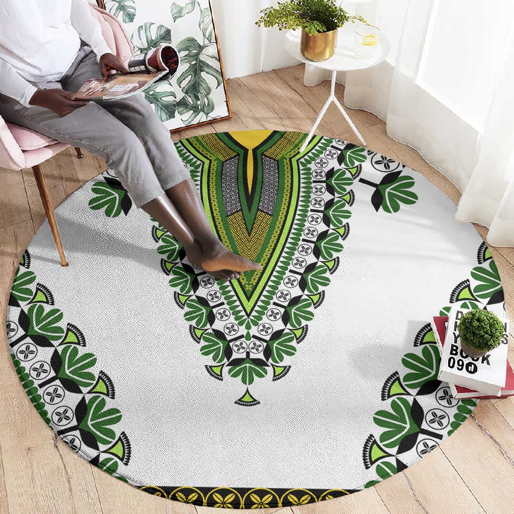 Africa Round Carpet African Dashiki Royal Green Version
