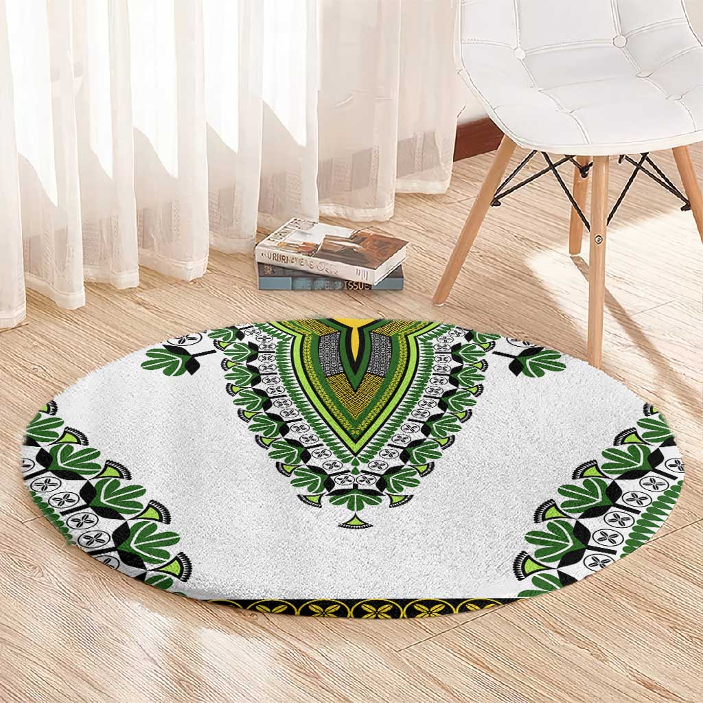 Africa Round Carpet African Dashiki Royal Green Version