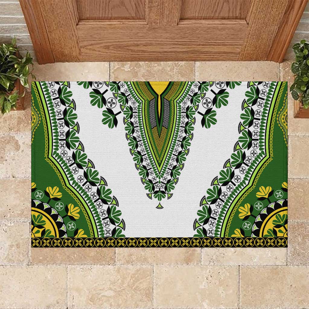 Africa Rubber Doormat African Dashiki Royal Green Version